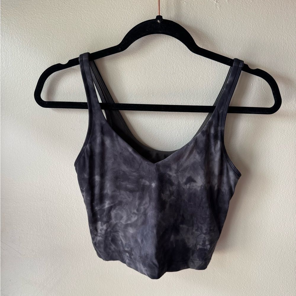 Lululemon Cropped Gray/Black Tie Dye Bra Top